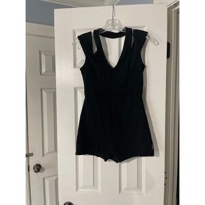 Free People Sz Sm Hearts In Motion Black Romper Jumpsuit